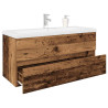 Mueble lavabo con lavabo integrado y grifo madera vieja 1