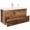 Mueble lavabo con lavabo integrado y grifo madera vieja 1
