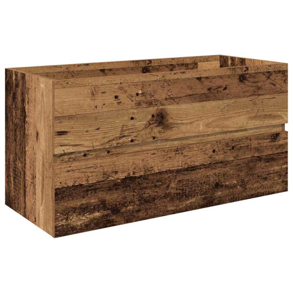 Mueble lavabo con lavabo integrado y grifo madera vieja M 4