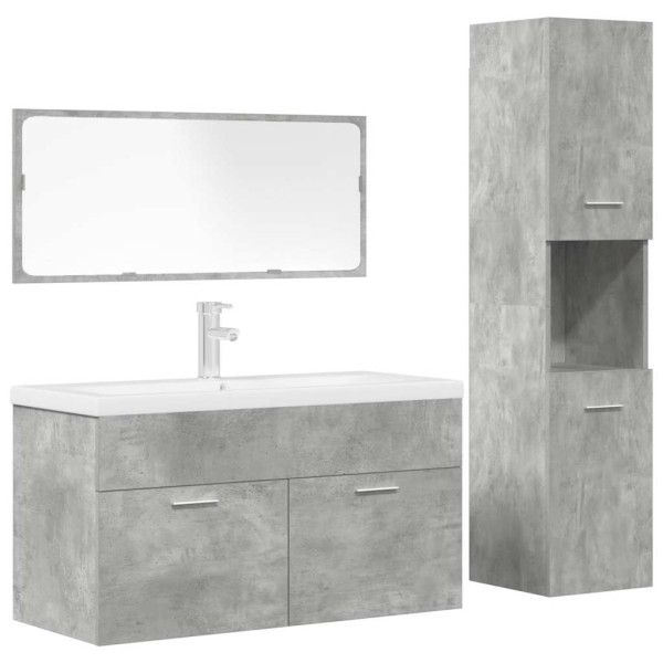Juego muebles de baño 4 pzas madera contrachapada gris hormigón D