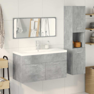 Juego muebles de baño 4 pzas madera contrachapada gris hormigón H