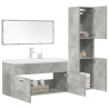 Juego muebles de baño 4 pzas madera contrachapada gris hormigón 3