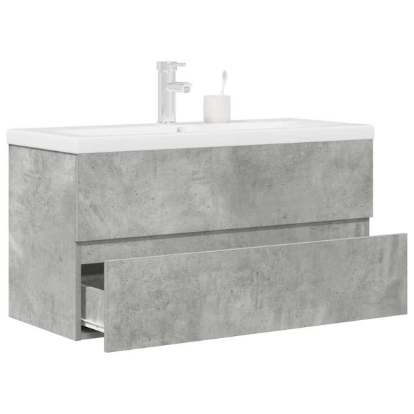 Set muebles de baño 2 piezas madera contrachapada gris hormigón D