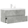 Set muebles de baño 2 piezas madera contrachapada gris hormigón 1
