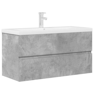 Set muebles de baño 2 piezas madera contrachapada gris hormigón H