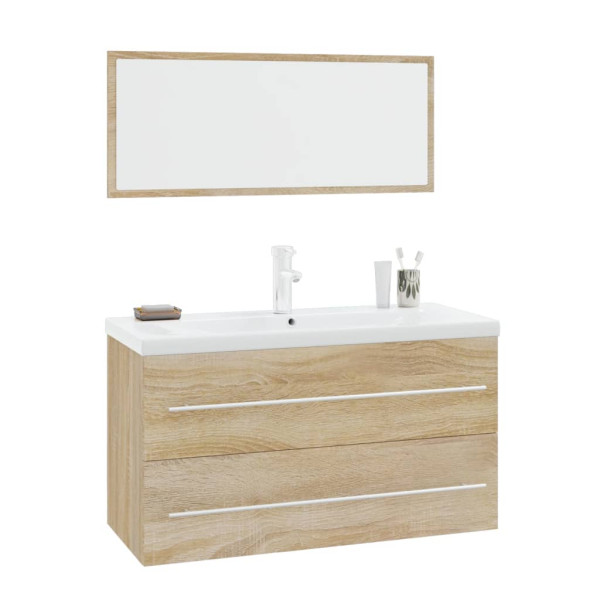 Conjunto de muebles de baño 3 piezas color roble Sonoma M 2