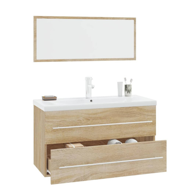 Conjunto de muebles de baño 3 piezas color roble Sonoma M 3