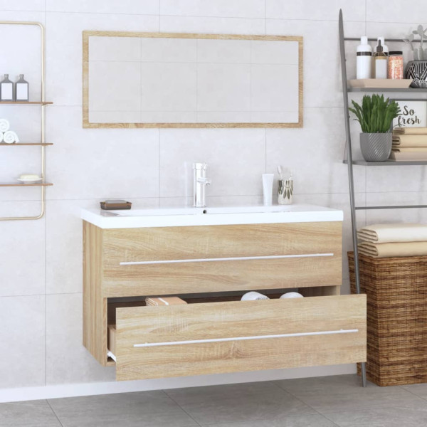Conjunto de muebles de baño 3 piezas color roble Sonoma M 4
