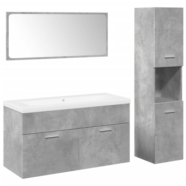 Juego muebles de baño 4 pzas madera contrachapada gris hormigón M 2