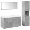 Juego muebles de baño 4 pzas madera contrachapada gris hormigón 2