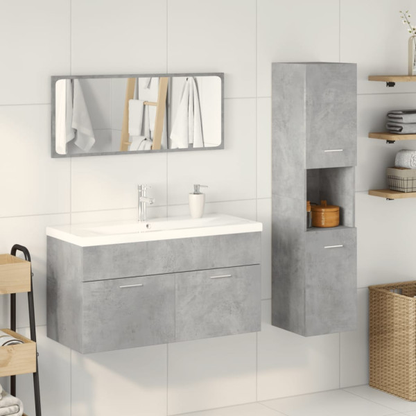 Juego muebles de baño 4 pzas madera contrachapada gris hormigón M 3