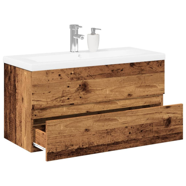 Mueble con lavabo integrado madera envejecida 91x39.5x49 cm D