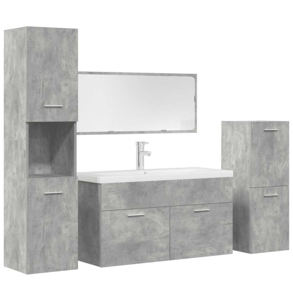 Set muebles de baño 5 piezas madera ingeniería gris hormigón D