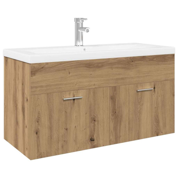 Mueble para lavabo con lavabo empotrado artesanal de roble M 2