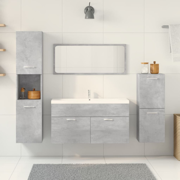 Set muebles de baño 5 piezas madera ingeniería gris hormigón M 3