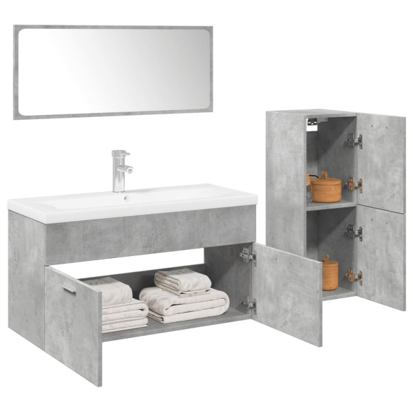 Juego muebles de baño 4 pzas madera contrachapada gris hormigón D