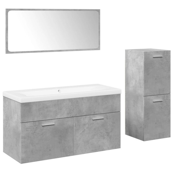 Juego muebles de baño 4 pzas madera contrachapada gris hormigón M 2