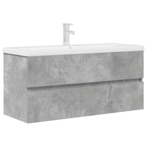 Set muebles de baño 2 piezas madera contrachapada gris hormigón H