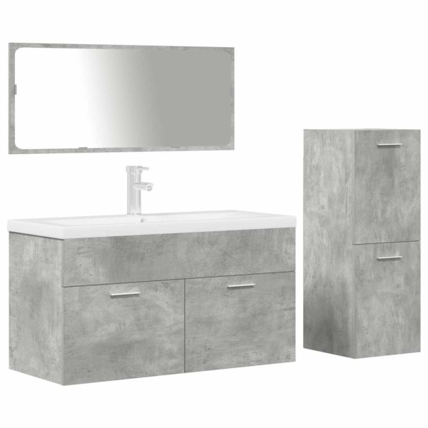 Juego muebles de baño 4 pzas madera contrachapada gris hormigón M 2