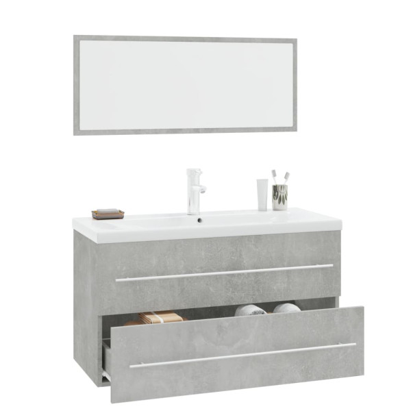 Conjunto de muebles de baño 3 piezas gris hormigón M 3