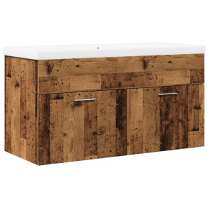 Mueble baño con lavabo integrado madera envejecida H