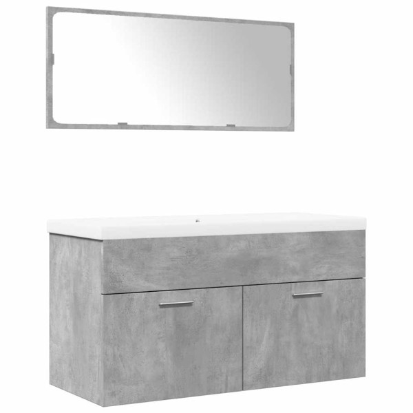 Set muebles de baño 2 piezas madera contrachapada gris hormigón M 2