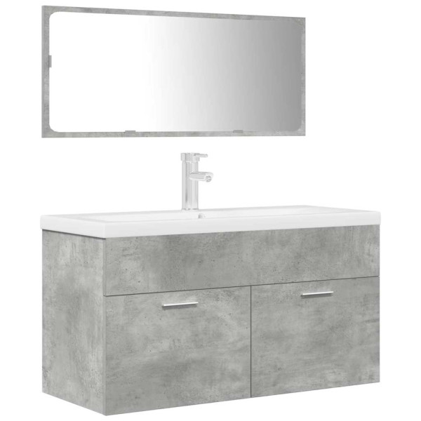 Set muebles de baño 2 piezas madera contrachapada gris hormigón M 2
