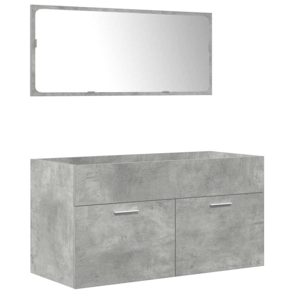 Set muebles de baño 2 piezas madera contrachapada gris hormigón M 5