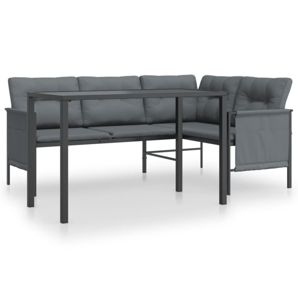 2 pcs conjunto de jantar para jardim aço antracite M 2