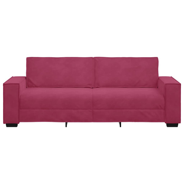 Sofá de 3 lugares veludo 180 cm vermelho tinto M 4