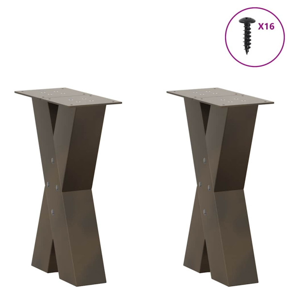 Pés para mesa de centro em formato de X. 2 peças. aço natural. 38 x (42-43) cm. aço M 3