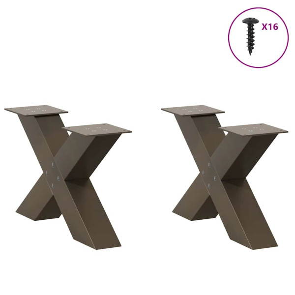 Pés para mesa de centro em formato de X. 2 peças. aço natural. 50x(30-31) cm. aço M 3