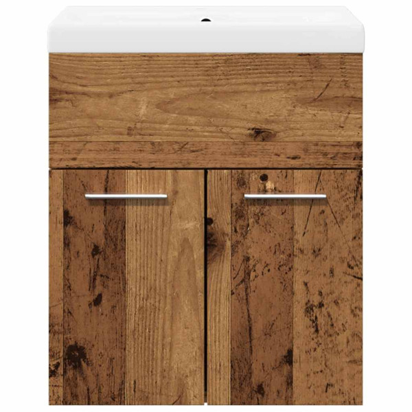 Juego de muebles de baño 2 piezas madera ingeniería envejecida M 4