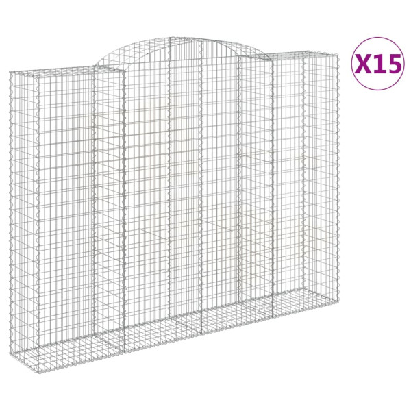 Cestos gabião arqueados 15 pcs 300x50x220/240 ferro galvanizado M 2