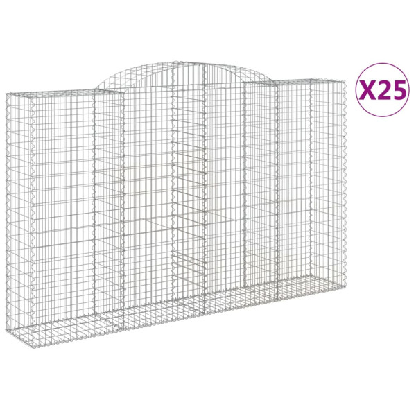 Cestos gabião arqueados 25 pcs 300x50x180/200 ferro galvanizado M 2
