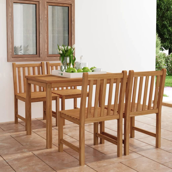 Conjunto de comedor de jardín 5 piezas madera maciza de teca D