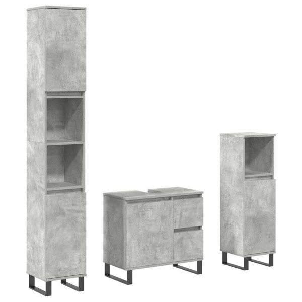 Set muebles de baño 2 piezas madera contrachapada gris hormigón M 2