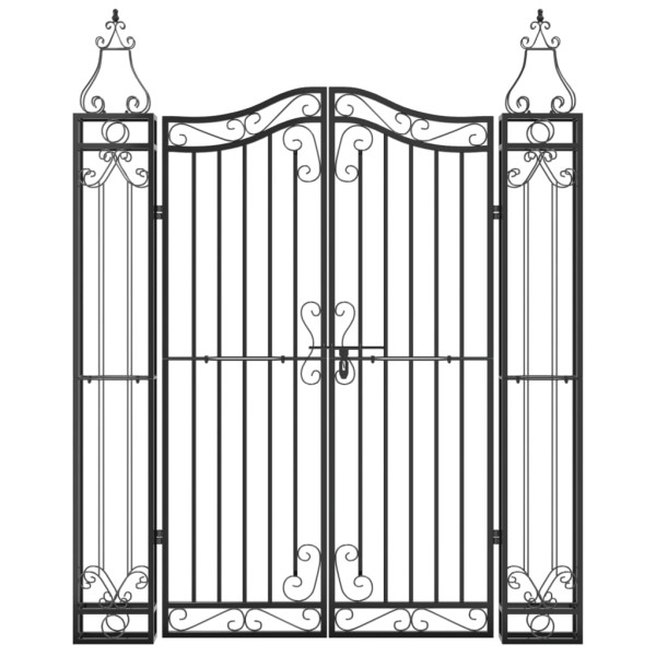 Puerta de jardín de hierro forjado negro 121x8x150 cm M 3