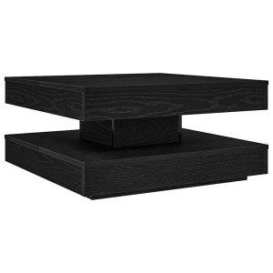 Mesa de centro giratoria 360 grados negro 70x70x34.5 cm H