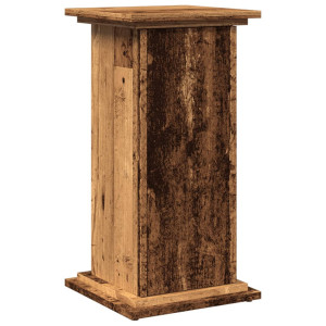 Pedestal expositor con almacenaje madera envejecida 31x30x60 cm H
