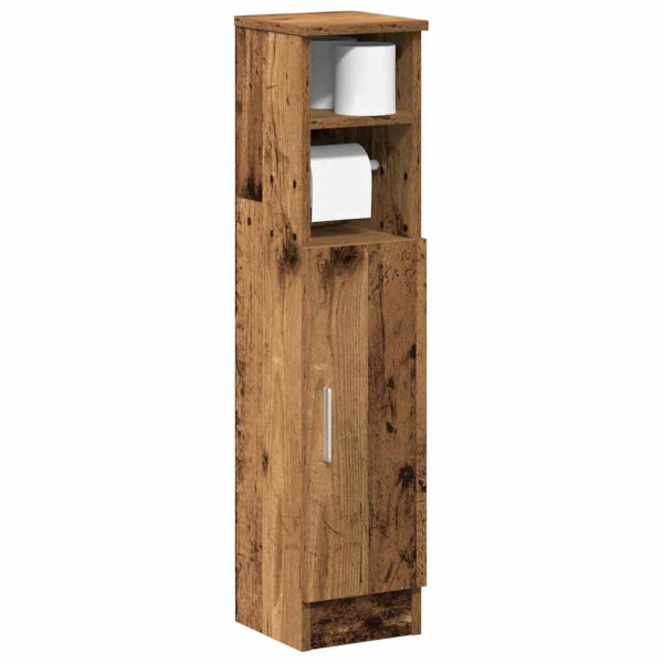 Mueble de baño con portarrollos madera envejecida 20.5x22x90 cm D