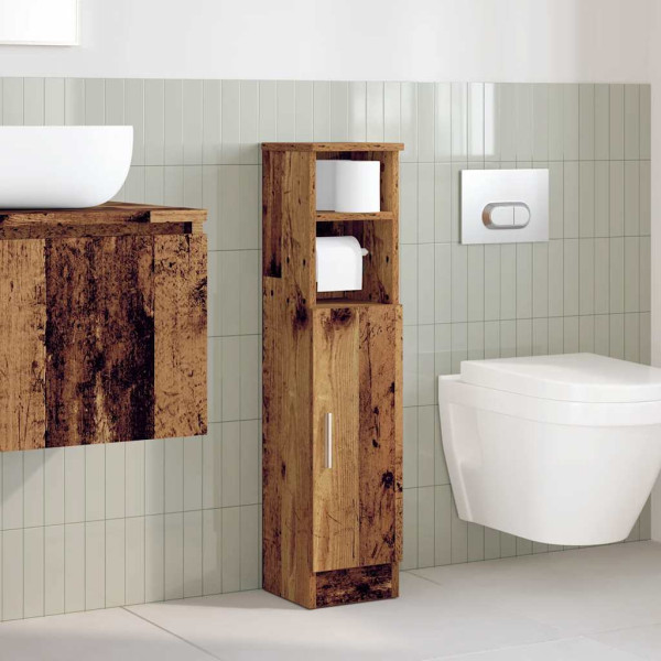 Mueble de baño con portarrollos madera envejecida 20.5x22x90 cm M 3