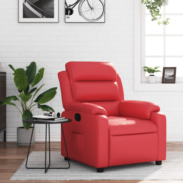 Sillón reclinable de cuero sintético rojo D