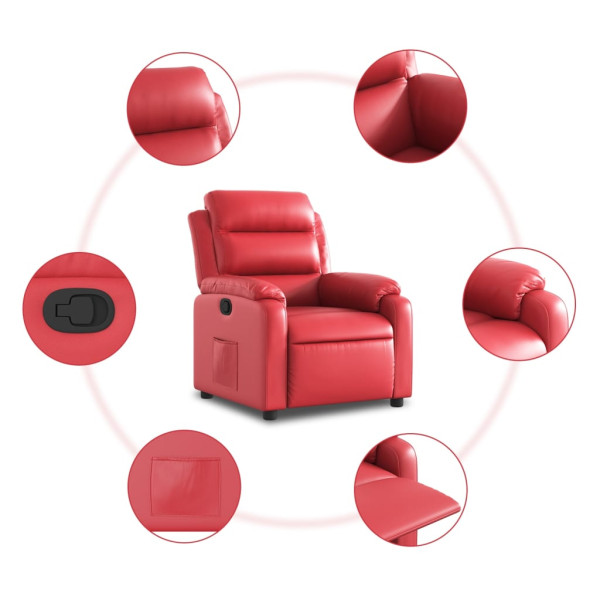 Sillón reclinable de cuero sintético rojo M 5