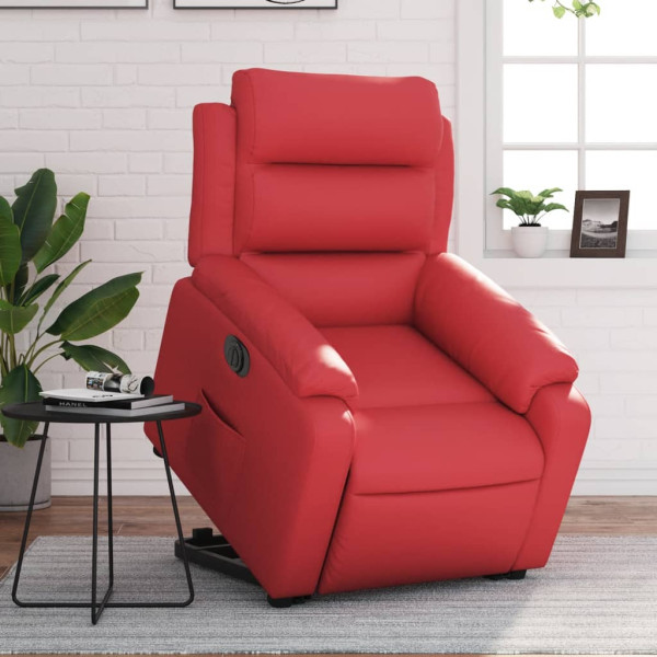 Sillón elevable eléctrico cuero artificial rojo D