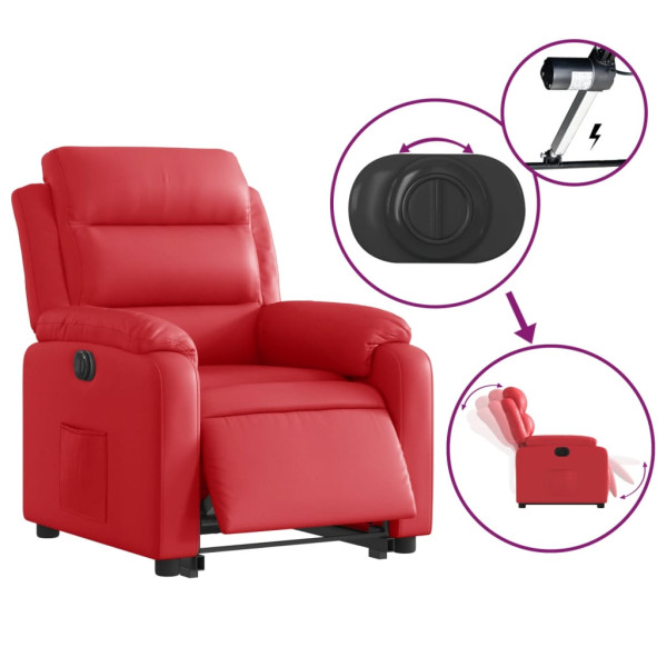 Sillón elevable eléctrico cuero artificial rojo M 5