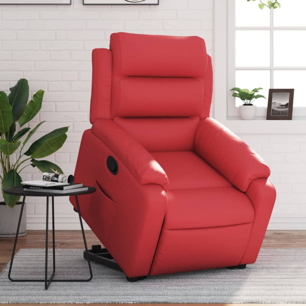 Sillón reclinable elevable cuero artificial rojo D