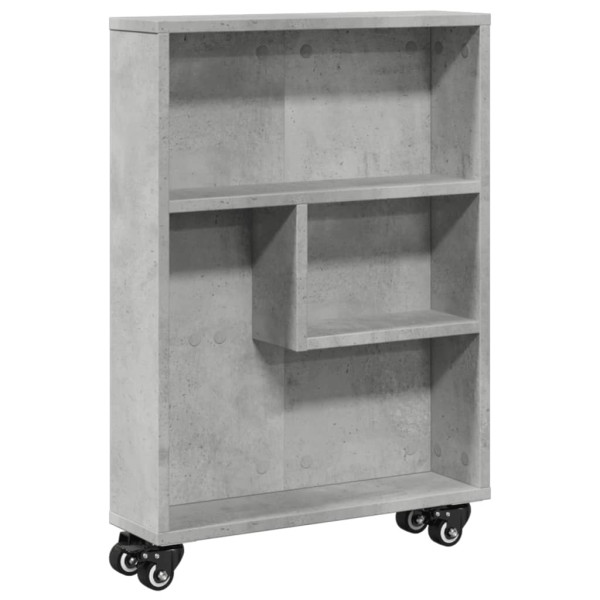 Carrito de almacenaje estrecho madera gris hormigón 48x13x68 cm M 2