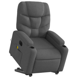Sillón de masaje eléctrico reclinable elevable tela gris oscuro H