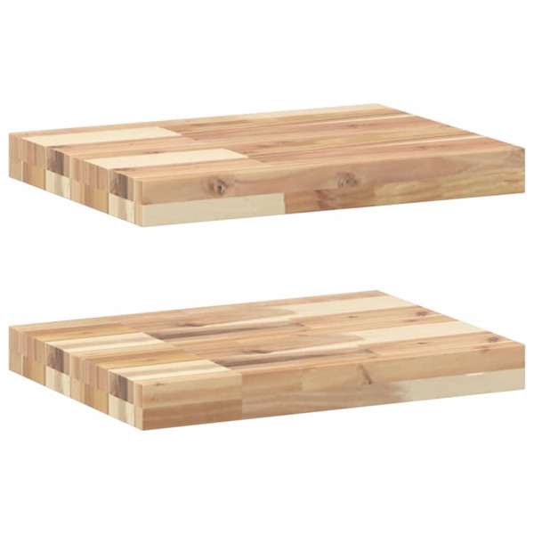 Estantes flotantes 2 uds madera acacia sin tratar 40x30x4 cm M 2